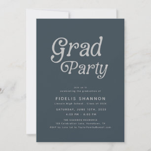 Gris Grad Party Retro Graduation Invitation