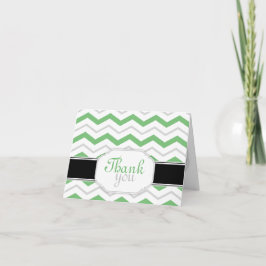 Gris & Green Chevron Trendy Merci Cartes