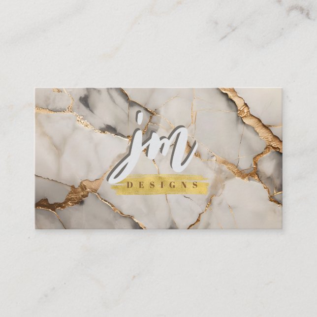 Gris Gris & Or Marbre Carte de visite moderne (Devant)