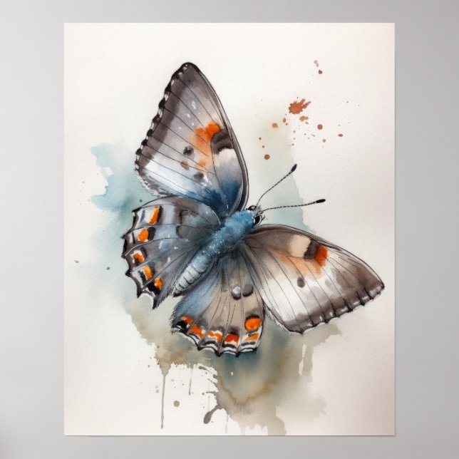 Gris Hairstreak Papillon Art Imprimer Poster (Devant)