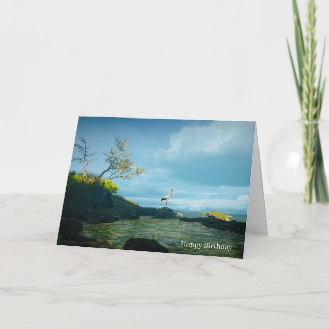 Gris Heron image pour carte de voeux d'anniversair (Devant)