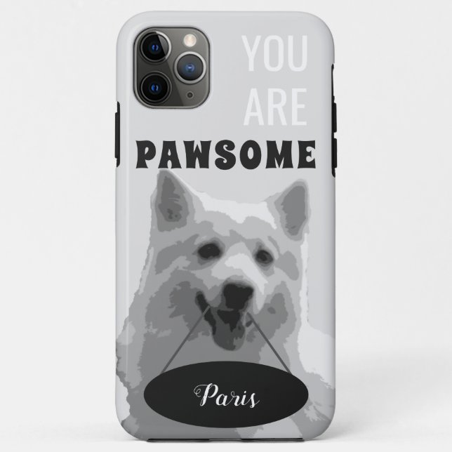 Gris japonais Spitz iPhone 11 Pro Max Coque (Dos)