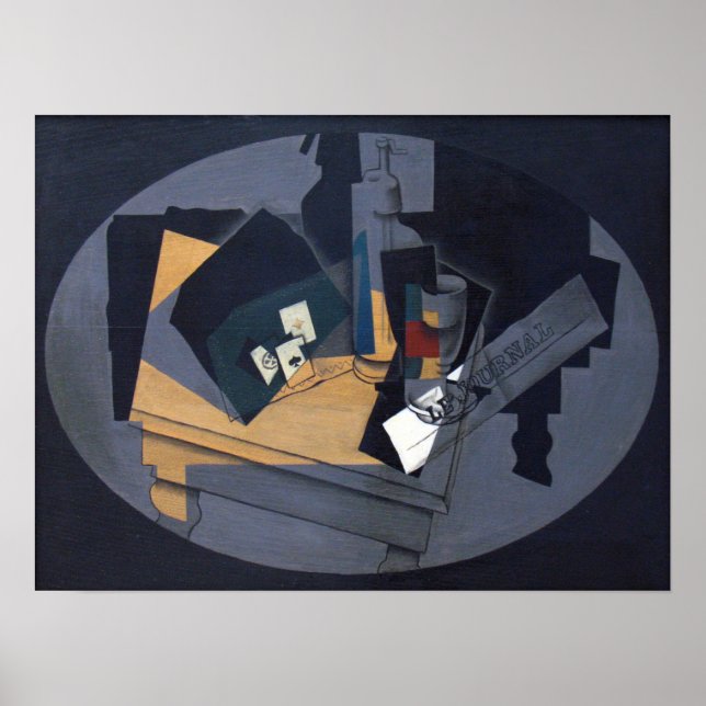 Gris - Kartenspielen und Siphon 1916 Poster (Vorne)
