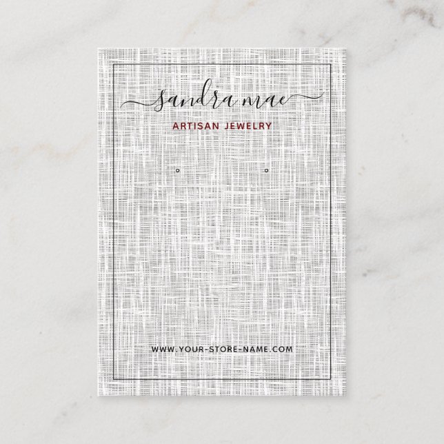 Gris lin blanc Texture Look Bijoux Carte d'afficha (Devant)