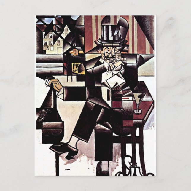Gris - Mann in einem Café Postkarte (Vorderseite)