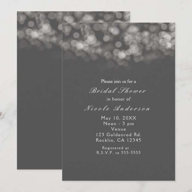 Gris Moderne Lumières Minimales Chic Invitations d (Devant / Derrière)