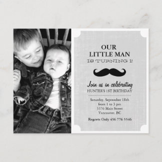 Gris & Mustache noire Photo Premier Invitation d'a
