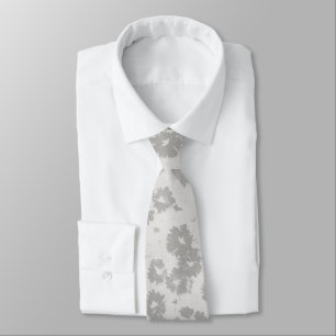 Gris neutre Abstrait Cravate florale Fleurs modern