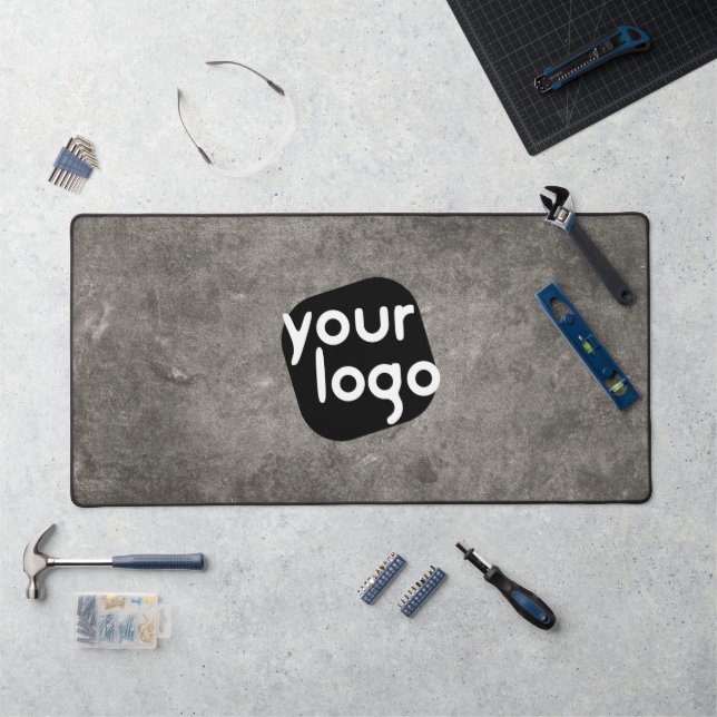 Gris neutre rétro minimal Ajoutez votre logo (Poste de travail)