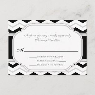 Gris & Noir Chevron Réception de mariage RSVP Cart