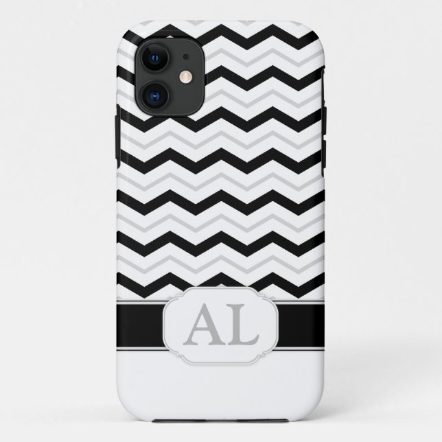 Gris noir et blanc Chevron Monogram iPhone 5 Coque (Dos)