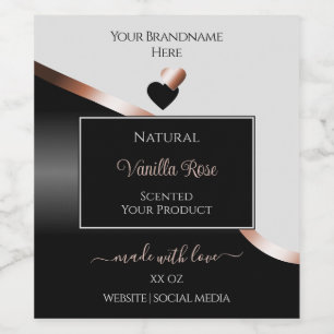 Gris Noir Wavy Rose Gold Hearts Étiquettes de prod