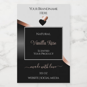 Gris Noir Wavy Rose Gold Hearts Étiquettes de prod
