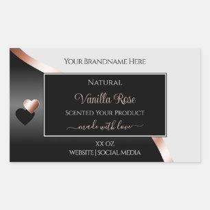 Gris Noir Wavy Rose Gold Hearts Étiquettes de prod