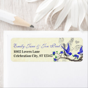 Gris Oiseau Royal Bleu Extra Grand Étiquette Retou