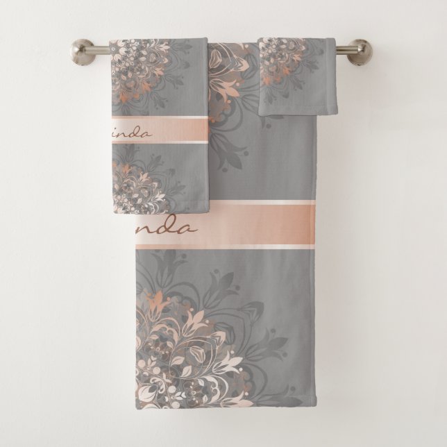 Gris or rose | Floral Mandala | Monogramme (En situation)