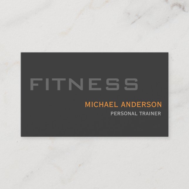 Gris Orange Personal Trainer Carte de visite uniqu (Devant)