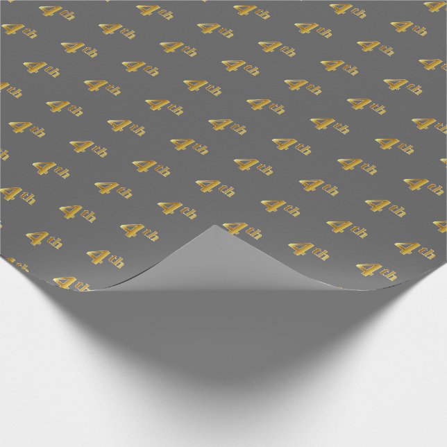 Gris, Papier cadeau imitation or 4ème (Quatrième)  (Coin)