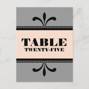 Gris/Pêche Fancy Art Déco Numéro de table Carte po