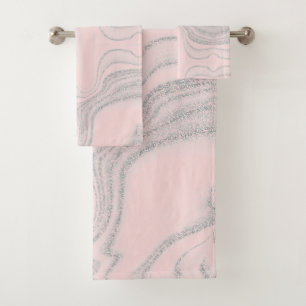 Gris rose vif moderne motif en marbre abstrait