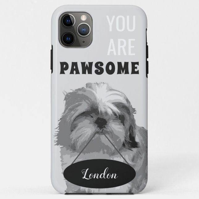 Gris Shih Tzu iPhone 11 Pro Max Coque (Dos)