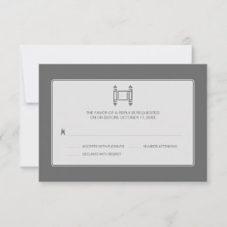 Gris simple Torah Bar Mitzvah RSVP