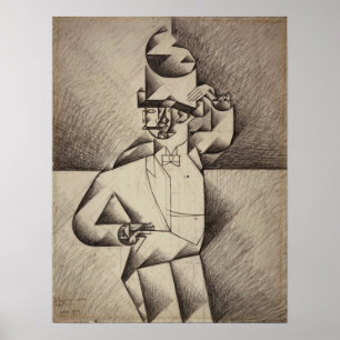 Gris - Studie für einen Mann in einem Café Poster