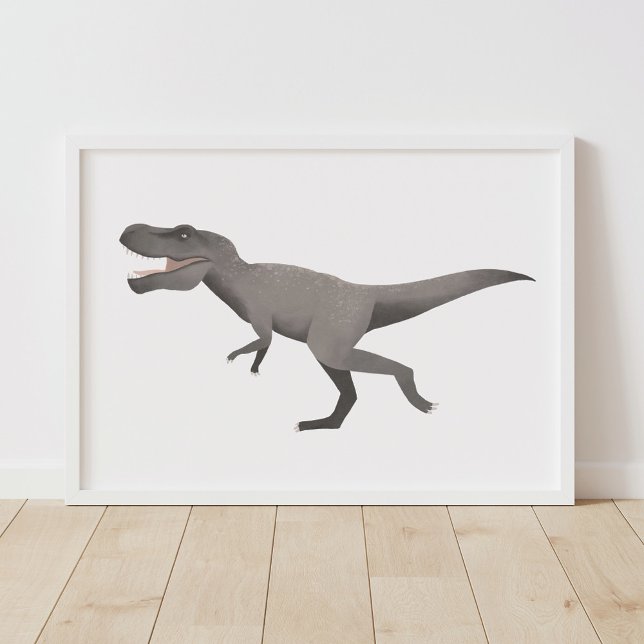 Gris T Rex Dinosaur Poster de la salle pour enfant (Créateur téléchargé)