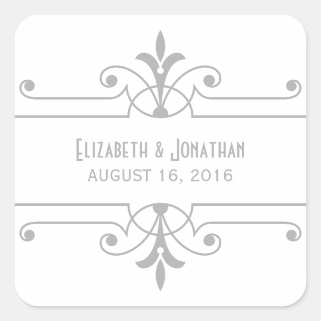 Gris v2 Stickers de mariage ornemental fantaisie (Devant)