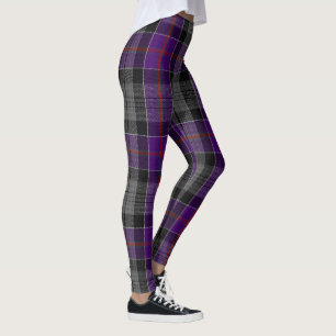 Gris violet écossais Tartan Leggings pour femmes G