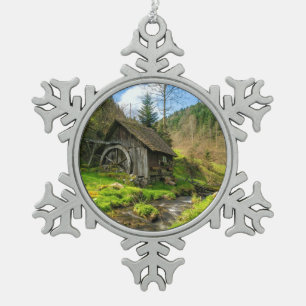 Grist Mill im Schwarzwald Schneeflocken Zinn-Ornament