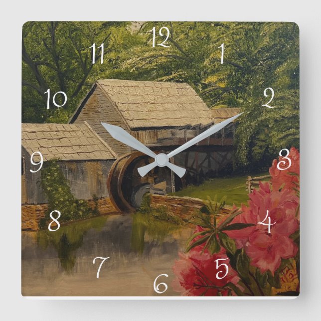 Gristmill, von Gary Poling Quadratische Wanduhr (Vorderseite)