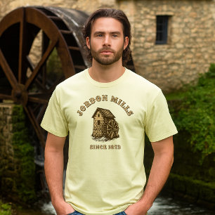 Gristmühle Wassermühle Retro Vintage Holzschnitt T-Shirt