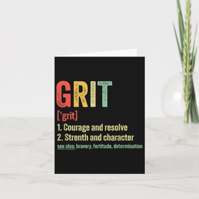 Grit Definition Motivation Karte (Vorderseite)