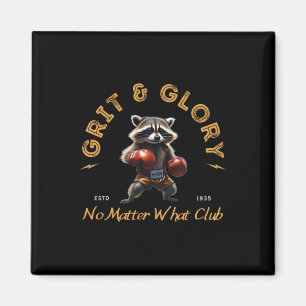 Grit Glory Boxing Raccoon - No What Club Sticker Magnet