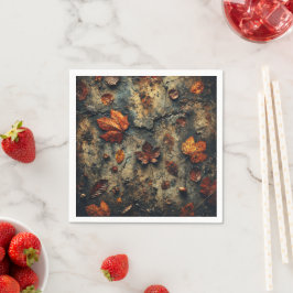 Gritty Fall Leafy Rough Concrete Découpage Napkins Serviette