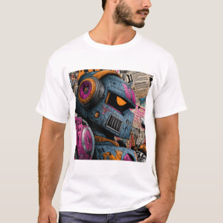 Gritty Graffiti-Roboter mit Kopfhörern — Street Ar T-Shirt