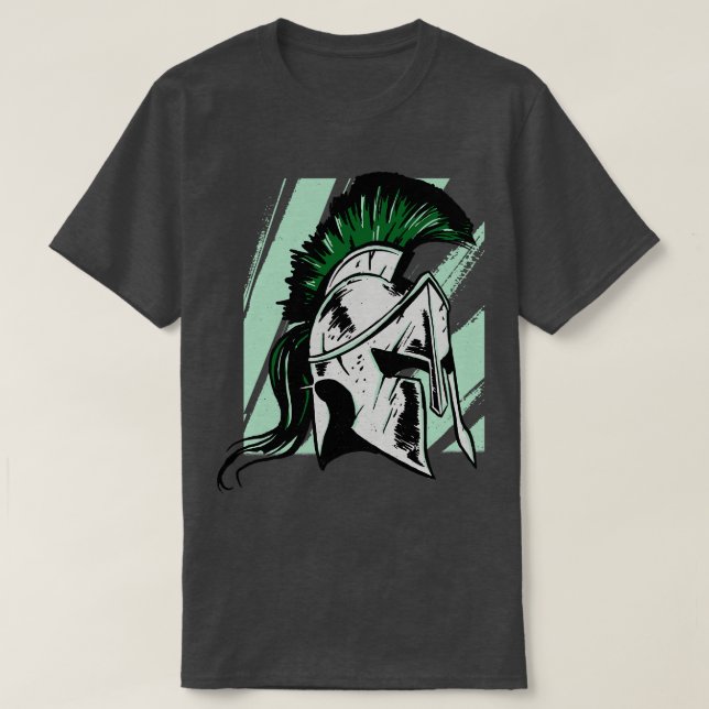 Gritty Spartan Helment Illustration T-Shirt (Design vorne)