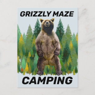 GRIZLY MAZE BEAR CAMPING POSTCARDS POSTKARTE