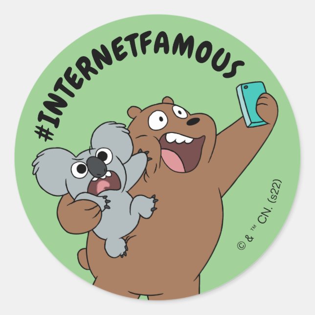 Grizz & Nom Nom - #InternetFamous Runder Aufkleber (Vorderseite)
