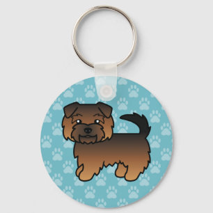 Grizzle Norfolk Terrier Cartoon Dog On Blue Schlüsselanhänger