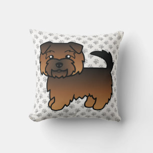 Grizzle Norfolk Terrier Cartoon Hund & Pfoten Kissen
