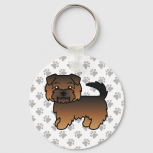 Grizzle Norfolk Terrier Cartoon Hund & Pfoten Schlüsselanhänger