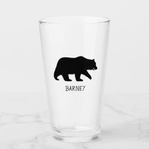 Grizzle-Silhouette mit benutzerdefiniertem Text Glas