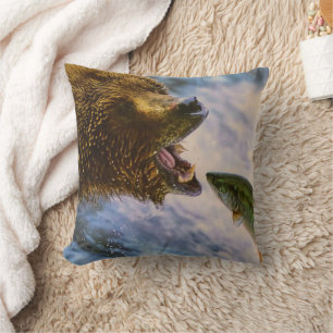 Grizzles Bären Fangen Steelhead Lachskissen Kissen