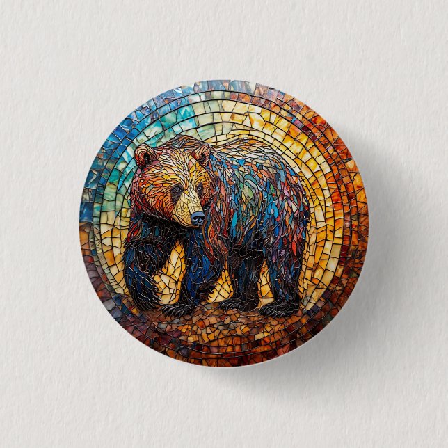 Grizzles Bären in künstlerischem Design Button (Vorderseite)