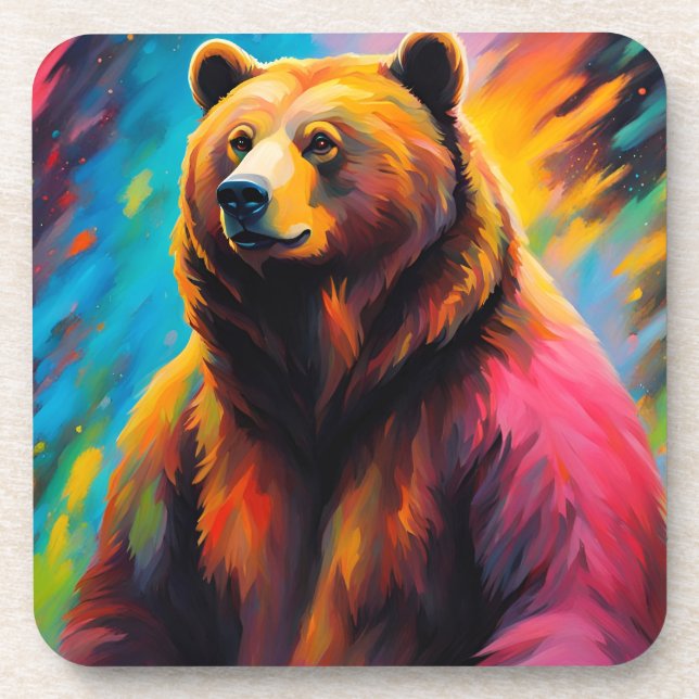 Grizzles Bären mit Nordlicht Getränkeuntersetzer (Vorderseite)