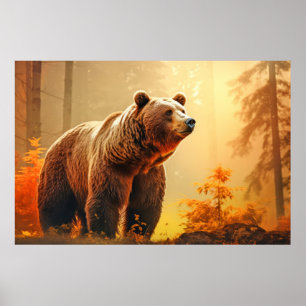 Grizzles Bären Tierwelt Wildnis Farbe Poster