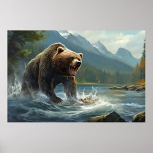 Grizzles Bären Tierwelt Wildnis Farbe Poster