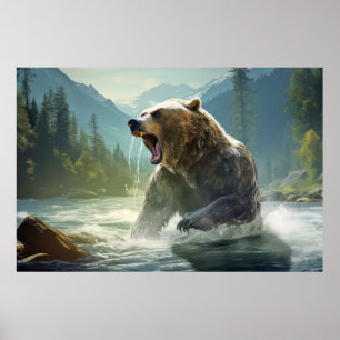 Grizzles Bären Tierwelt Wildnis Farbe Poster
